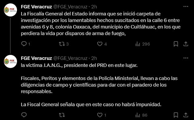FGE informa que inicia investigación sobre el asesinato - Al Calor Político