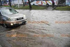 Xalapa, Ver., 26 de septiembre de 2023.- La lluvia de esta tarde de martes, provocó la inundación de la avenida Lázaro Cárdenas, a la altura del hotel Kristal, además de otros puntos de la ciudad.