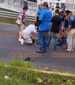 Emiliano Zapata, Ver., 18 de marzo de 2024.- Este medioda, en la carretera Xalapa-Veracruz, frente al Campo Militar de El Lencero, un motociclista que iba a exceso de velocidad se estrell contra la parte posterior de un automvil, resultando gravemente herido. Fue trasladado a la Clnica 11 del IMSS.