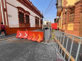 Xalapa, Ver., 1 de junio de 2024.- La calle Ju�rez ya fue cerrada a la circulaci�n previo a la jornada electoral del domingo.
