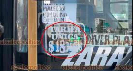 Veracruz, Ver., 29 de enero de 2026.- Aunque la Gobernadora aclar� que s�lo se autoriz� alza al pasaje del transporte p�blico en Xalapa y pese a los operativos, el servicio ?Ul�a? sigue cobrando 18 pesos cuando la tarifa oficial es 15 pesos.