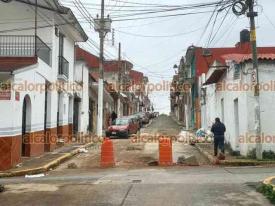 Xalapa, Ver., 31 de enero de 2026.- La c�ntrica calle Vicente Guerrero se encuentra cerrada a la altura de Manlio Fabio Altamirano, por obras de reparaci�n