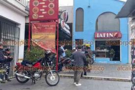 Xalapa, Veracruz., 18 de marzo de 2026.- Bomberos acudieron para atender un reporte de fuga de gas en un restaurante ubicado en la calle Guti�rrez Zamora a la altura del edificio de correos. 